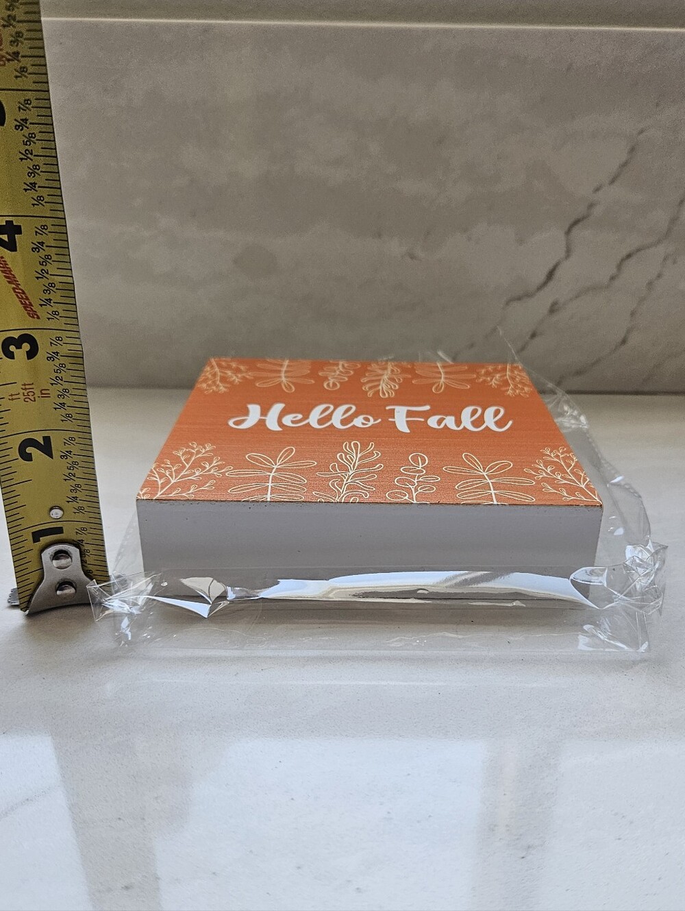 Hello Fall Orange Decorative Block Sign - Picture 4 of 7